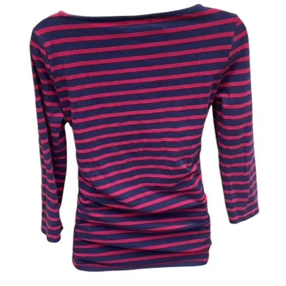 MICHAEL Michael Kors 3/4 sleeve ruched striped shirt - medium - Picture 2 of 8